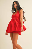 IR2198 HALTER BABYDOLL ROMPER WITH BIKER SHORTS