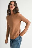 8414IN Thermal Knit Lettuce Edge Long Sleeve Top