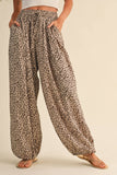 IP1494-A LEOPARD GAUZE RELAXED FIT BALLOON PANTS