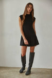 Knit Polyester Rayon Spandex Mock Neck Mini Dress