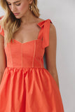 CD07241-Tie Shoulder Fit & Flare Mini Dress