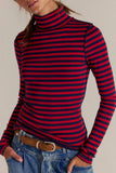 Stripe Turtleneck basic top fitted tee long sleeve top