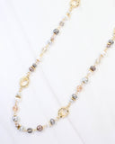 Fairbanks Long Glass Beaded Necklace Gray Multi