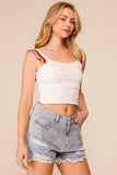 Ruffle Strap Crop Tank Top