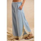 WIDE LEG CROCHET LACE WITH TULIP HEM JEANS