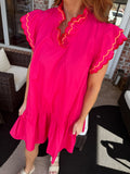 Fuchsia Ruffle Scalloped Dress