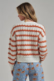 WAVY STRIPE POINTELLE FALL THANKSGIVING SWEATER CARDIGAN