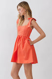 CD07241-Tie Shoulder Fit & Flare Mini Dress