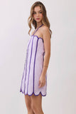 CD06765-Contrast Piping Detail Halter Neck Mini Dress