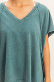 Oversized V-Neck Mineral Washed Top