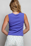 Sleeveless V neck star patch on side knit top