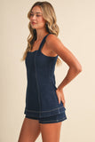 IR2520 SQUARE NECK LINE DENIM ROMPER