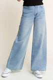 HQP0001-DENIM WIDE LEG JEANS-BROKEN
