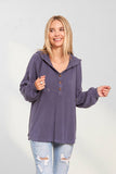 LONG PUFF SLEEVES HOODIE TUNIC TOP - RET3056PD