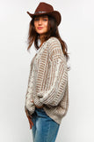 TWO TONE CABLE CHUNKYSWEATER CARDIGAN