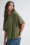 8550HN Boxy Dolman Short Sleeve Top