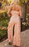 Boho Floral Bandeau Top and High Waist Wide Leg Pants Set