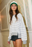 Raw Edge Details Striped High-Low Top