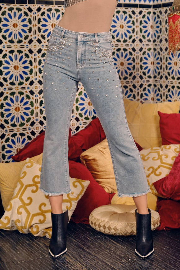 80186P-Rhinestone Denim Jeans