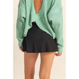 Ribbed Elastic Waist Mini Skort