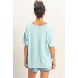 Washed V-Neck Oversized Tee
