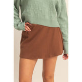 Ribbed Elastic Waist Mini Skort