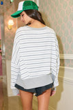 Raw Edge Details Striped High-Low Top