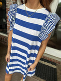 Blue And White Stripe T-Shirt Dress