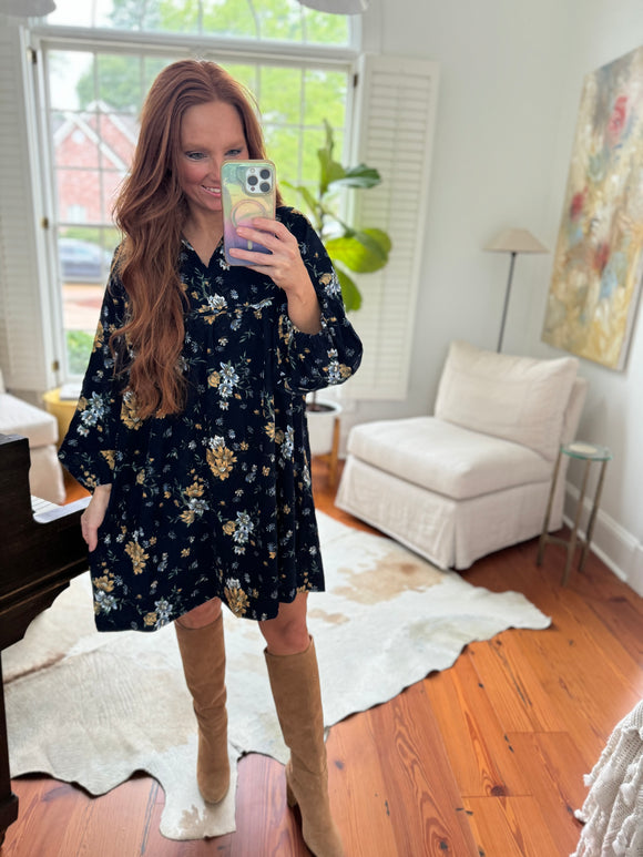 Navy Floral Dress