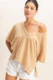 Oversized V-Neck Short Sleeve Top