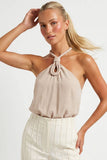 Cord Keyhole Sleeveless Top