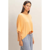 Relaxed High-Low Batwing Sleeve Top