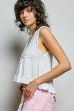 Sleeveless contrast thermal cropped babydoll top