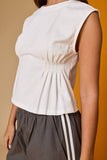 PT19612 Side Pleats Sleeveless Tee