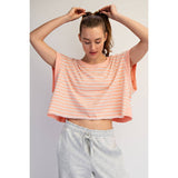 STRIPED FRENCH TERRY OPEN BACK TOP