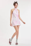 ZIZZY FOREST TWISTED HALTER BAND MINI DRESS