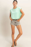 Crew Neck Boxy Sleeveless Cropped Top