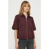 Bubble Hem Zip Front Blouse