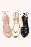 DAZZLE-09 Lace-Up Thong Sandals Strappy Ankle Tie Flat Summe