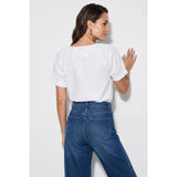 Keyhole Tie Neck Short Sleeve Blouse