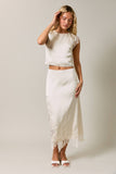 SLEEVELESS HIGH NECK LACE TRIM CROP TOP