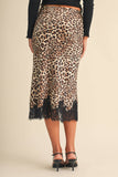 IS1333-A SATIN MIDI SKIRT WITH LACE ON THE BOTTOM HEM