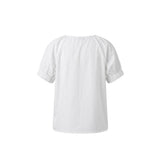 Keyhole Tie Neck Short Sleeve Blouse