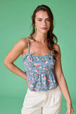 PT50197-2 - Audrey Printed Denim Bow Top