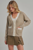 SOFT TOUCH BUTTON DOWN SWEATER CARDIGAN WITH SCALLOPED EDGE