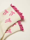 Bow Ruffle Grip Sock [Hot Pink], Pilates Socks