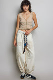 V-Neck Sleeveless Lace Ribbed Knit Top