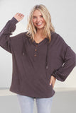 LONG PUFF SLEEVES HOODIE TUNIC TOP - RET3056PD