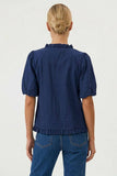 Ruffle Detail Bubble Sleeve Top