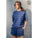 PLUS SIZE MODAL SCUBA STRIPE TULIP SHORT